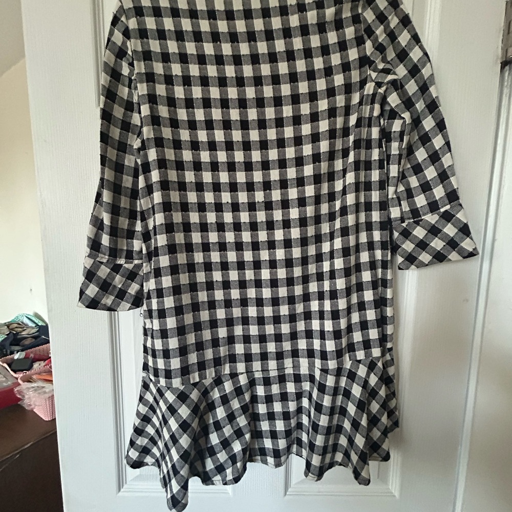 Zara Basic Black and White Checkered Top